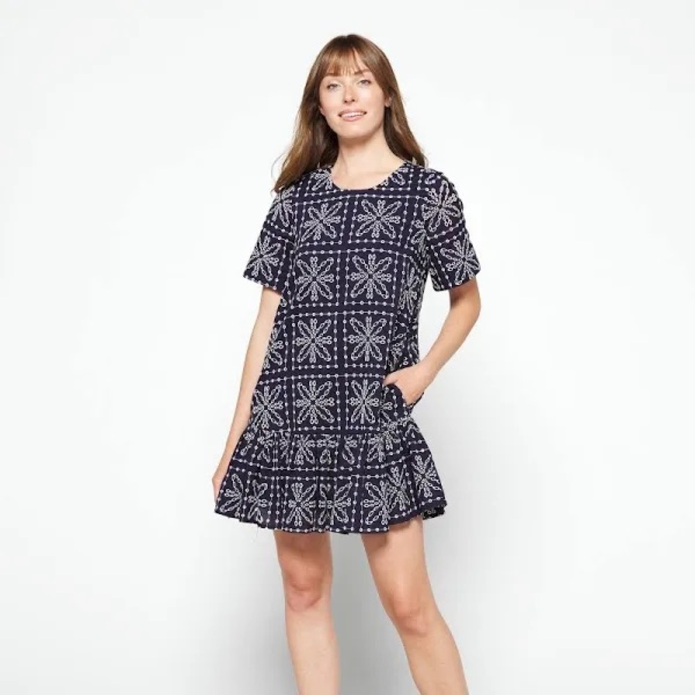 Milly Brynn Tile Eyelet Mini Dress
